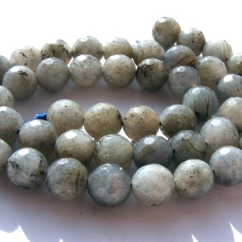 8 perles pierres labradorite grise à facette, 8 mm
