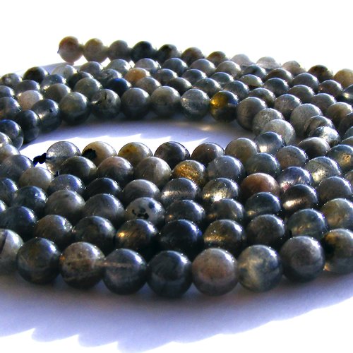 12 perles pierres labradorite grise, 4 mm