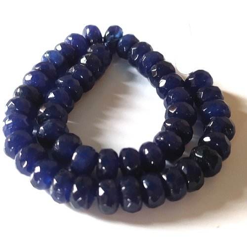 8 perles pierres rondelle saphir bleu nuit à facette, 8x4 mm