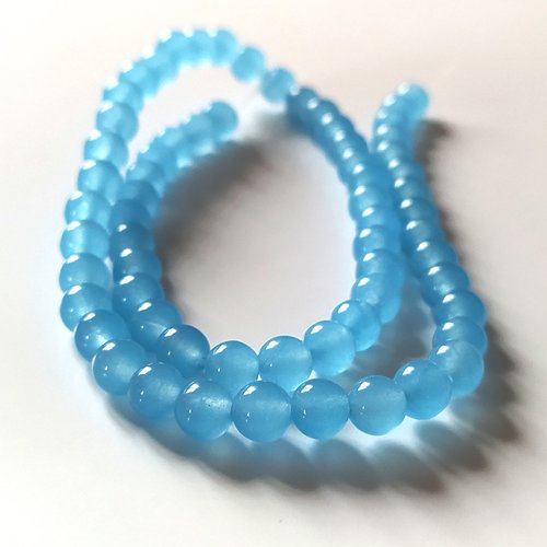 10 perles pierres agate bleu, 6 mm