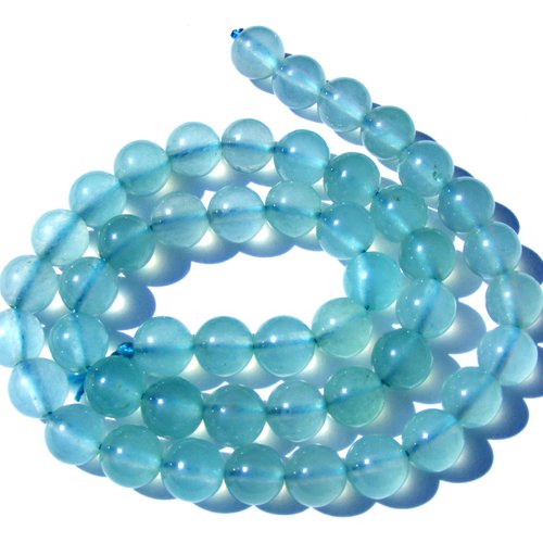 8 perles pierres aigue marine bleu, 6 mm
