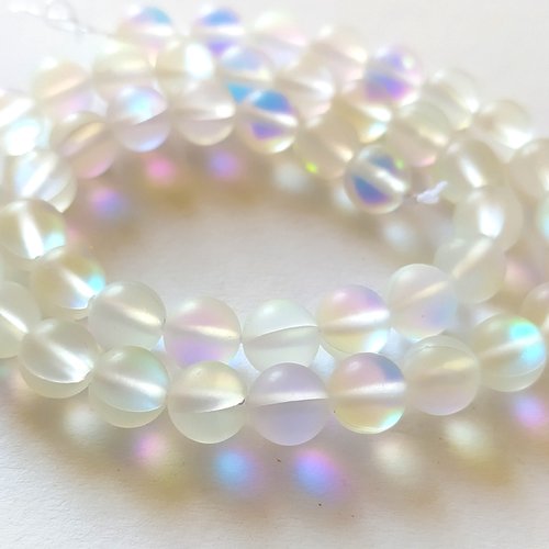 10 perles en verre givré multicolore