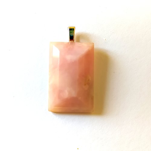 Pendentif rhodochrosite rose à facette, forme rectangle