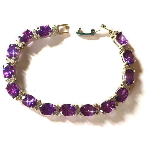 Bracelet cristal violet à facette et strass blanc