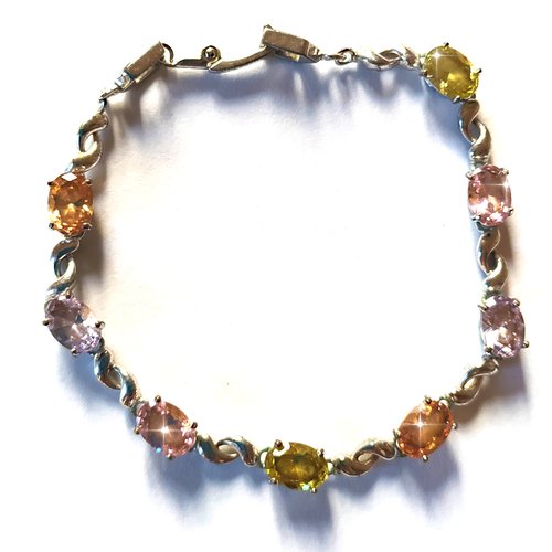 Bracelet plaquer argent et cristal multicolore