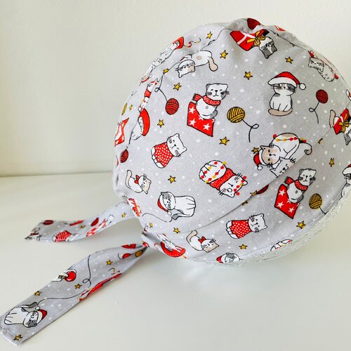 Calot de bloc chats de noël en coton et avec un élastique