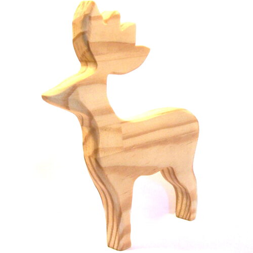 Totem biche lotus fait main bois de pin recyclé