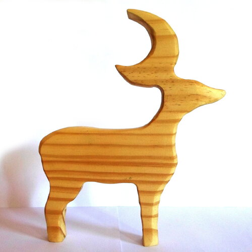 Petit totem biche lune fait main bois de pin recyclé
