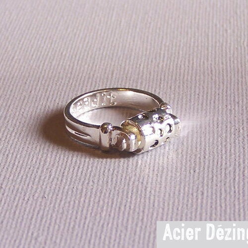 Bague "acier dézingué" plaquée argent réf : bag-et-005 taille 57/58