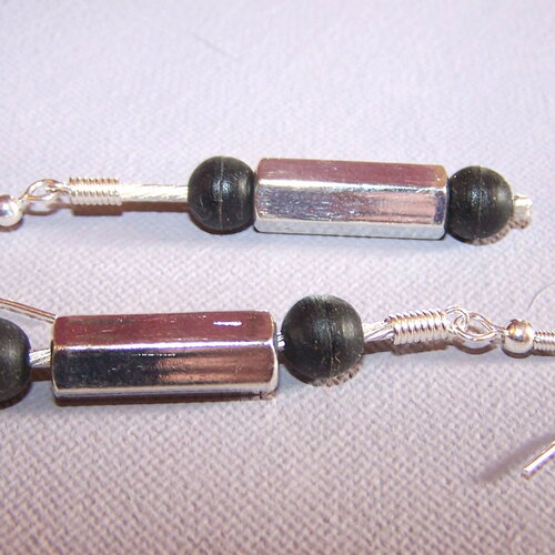 Boucles d'oreilles acier dézingué plaquées argent "hexago"