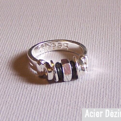 Bague acier dézingué, un ecrou, plaqué argent haute qualité, bijoux uniques, création de bijoux, bague anneau en argent, unisexe
