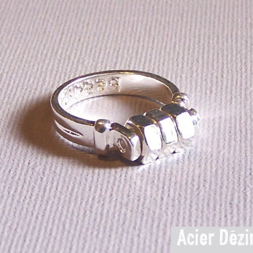 Bague "acier dézingué" plaquée argent réf : bag-et-004 création carolune taille 67/68