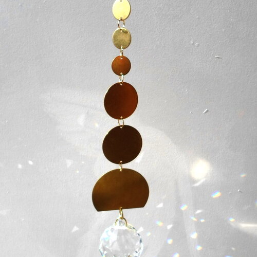 Grand attrape soleil moonlight sunshine boule 40 mm, doré et transparent, à suspendre pour illuminer votre maison, suncatcher feng shui,