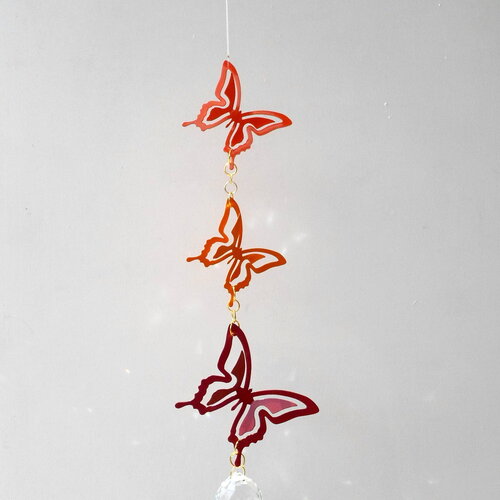 Attrape soleil les papillons boule feng shui 30 mm, doré et transparent, à suspendre pour illuminer votre maison, arc en ciel, carolune