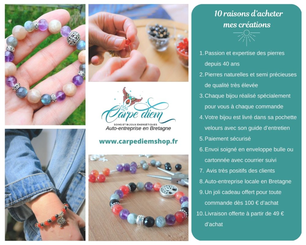 Coffret bracelet aux pierres naturelles de protection pour femme