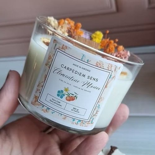 Bougie parfumée artisanale à la cire de soja/ bougie fleurs séchées, bougie cadeau / fête des mères