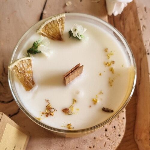 Bougie parfumée artisanale anti-moustiques 160 gr , bougie parfumée à la cire de soja geranium citronnelle
