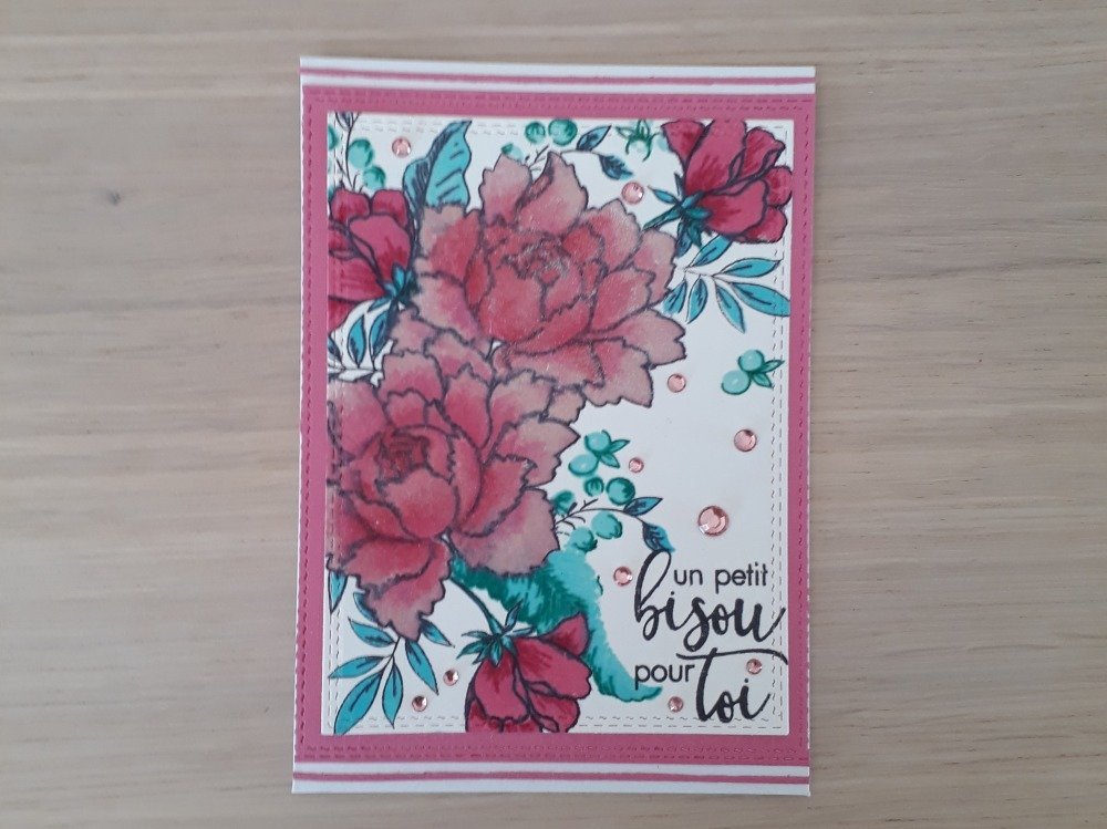 Carte Pivoine Un Petit Bisou Pour Toi Un Grand Marche