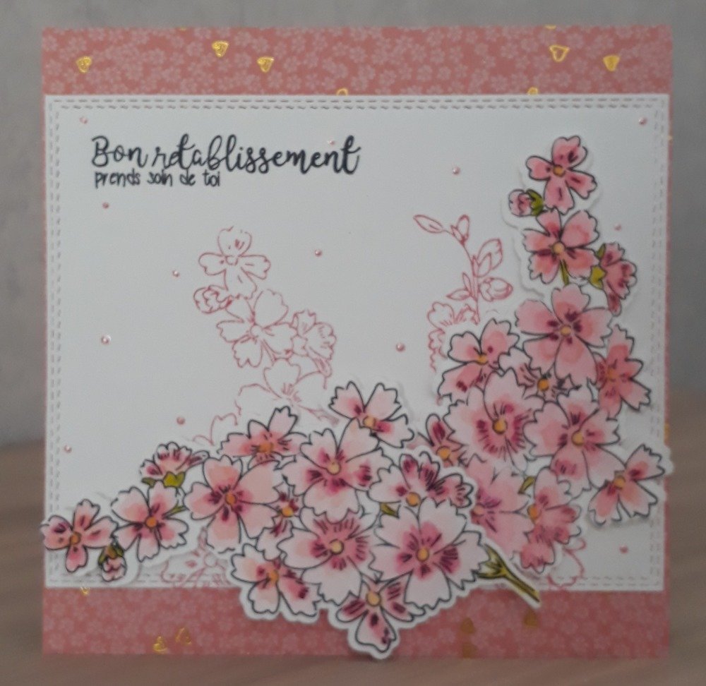 Carte Bon Retablissement Fleurs Etoilees Saumon Un Grand Marche