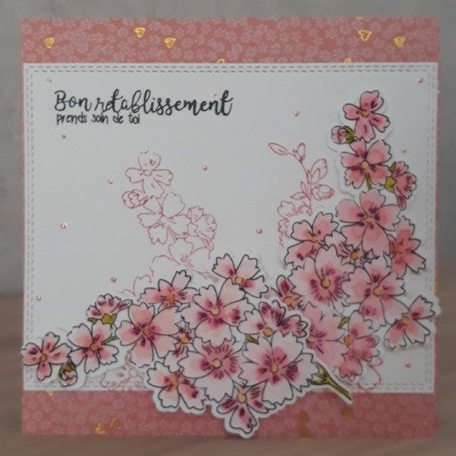 Carte Bon Retablissement Fleurs Etoilees Saumon Un Grand Marche