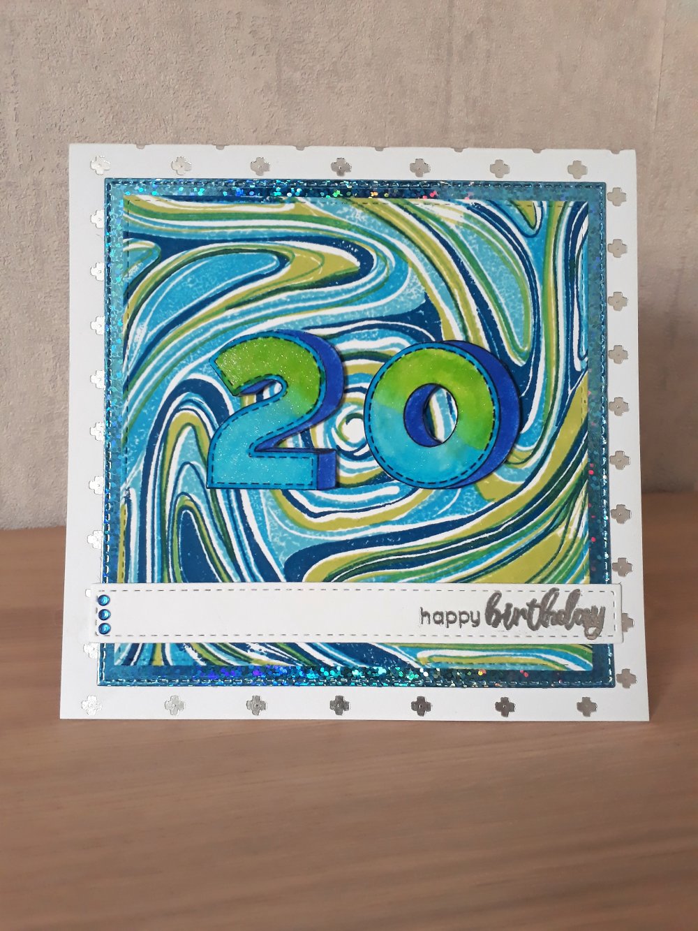 Carte D Anniversaire Ans Bleue Et Verte Un Grand Marche