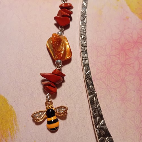 Marque-pages métal abeille dorée et strass