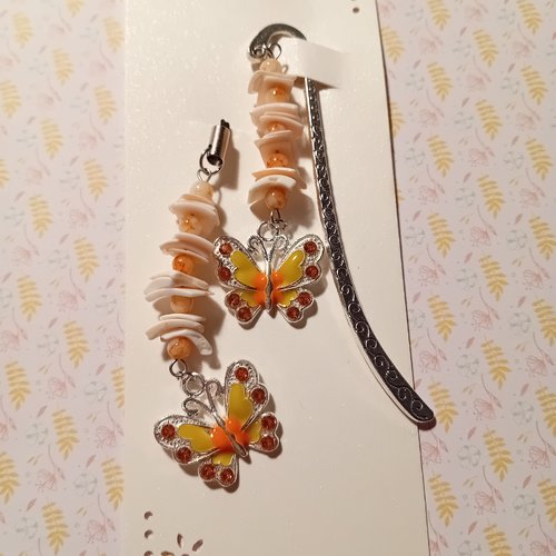 Duo marque-page & bijou de sac "papillon"
