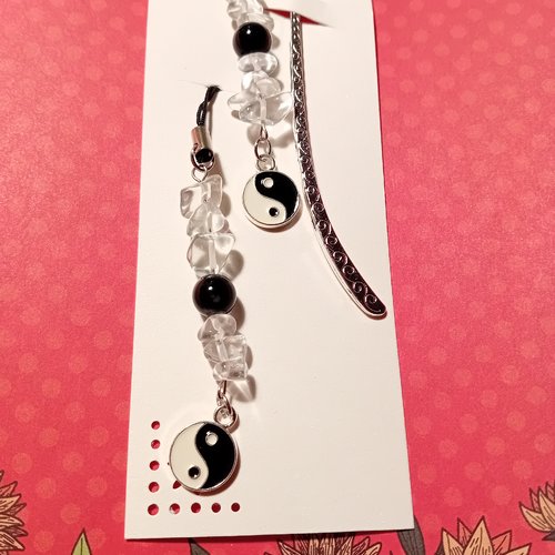 Duo marque-page & bijou de sac zen "ying et yang"