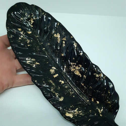 Plume vide poches noir & feuille d'or
