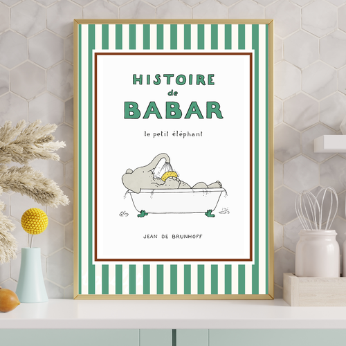 Affiche a3 - babar prend son bain