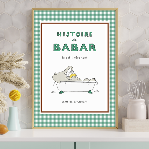 Affiche a3 - babar prend son bain