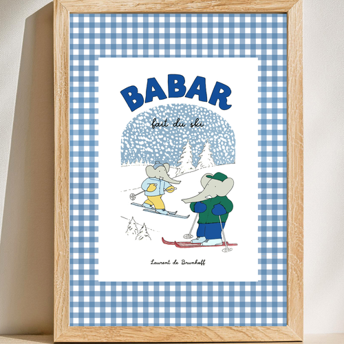 Affiche a4 ou a3 - babar fait du ski