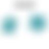 10 perles fleurs  27 mm bleu vert