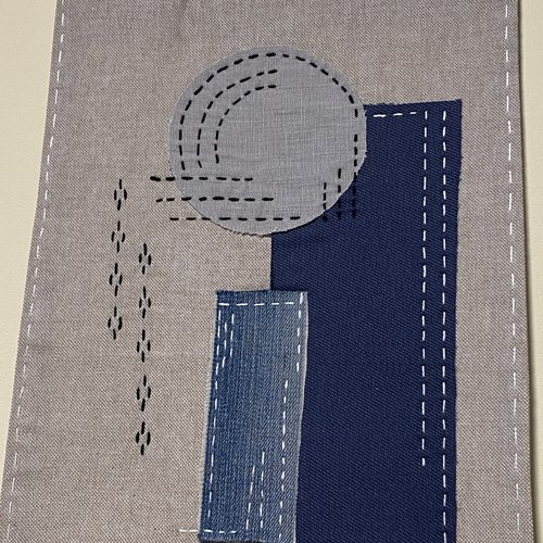 Kakémono textile – pièce unique brodé façon "boro"