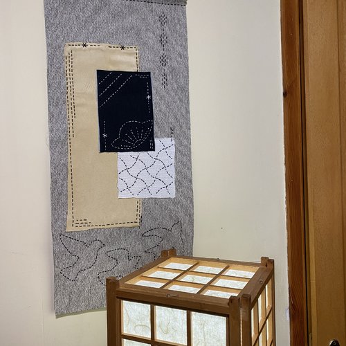 Kakémono textile – pièce unique brodé façon "boro"