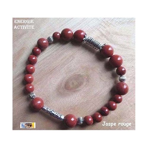 Bracelet jaspe rouge, "energie-activité", bracelet lithothérapie, pierre naturelle, perles, jaspe