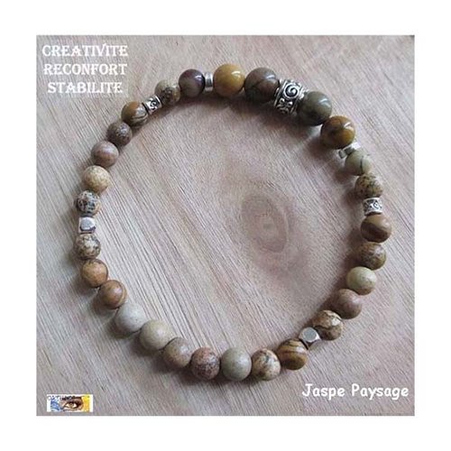 Bracelet jaspe paysage, "créativité-réconfort-stabilité", pierre naturelle, bracelet lithotherapie, perles