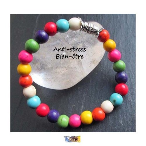 Bracelet "anti-stress-bien-être" - howlite, bracelet lithothérapie, pierres naturelles, bijou enfant pierre