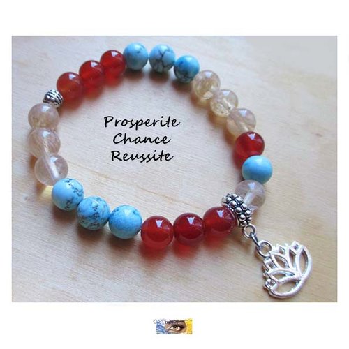 Bracelet - "prospérité-chance-réussite" cornaline, citrine, turquoise, bracelet lithothérapie, pierre naturelle, bijou ethnique