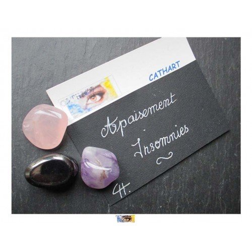 Pack - "apaisement-insomnies" - améthyste, hématite, quartz rose, pierres roulées polies, pierres soin, méditation