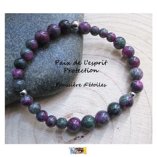 Bracelet "paix de l'esprit-protection"- tourmaline persane - acier inoxydable, bracelet pierre naturelle, bijou litho