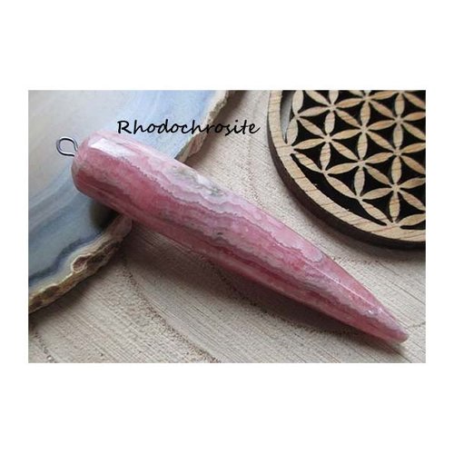 Pendentif rhodochrosite "estime de soi-confiance-compassion", pierre naturelle, bijou lithothérapie, pendentif pierre