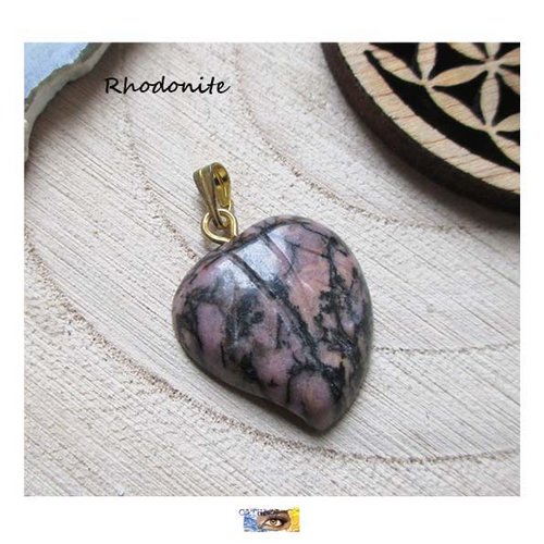 Pendentif cœur rhodonite "amour inconditionnel-equilibre-anti-dépresseur" pierre naturelle, rhodonite, collier pierre