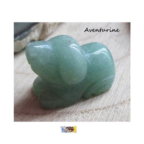 Pendentif chiot aventurine "prospérité- douceur-apaisement", perle naturelle, chaîne lithothérapie, pendentif pierre
