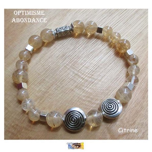 Bracelet citrine, "optimisme-abondance", bracelet lithothérapie, pierre naturelle, perles, bijou zen, citrine