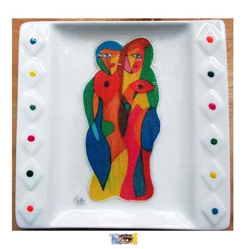 Vide-poche en porcelaine "l'union", décoration symbolique,