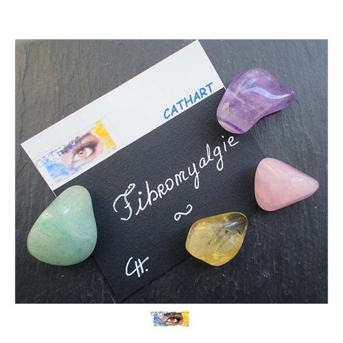 Pack - "fibromyalgie" améthyste, quartz rose, citrine, aventurine, pierres roulées polies, pierres soin, méditation