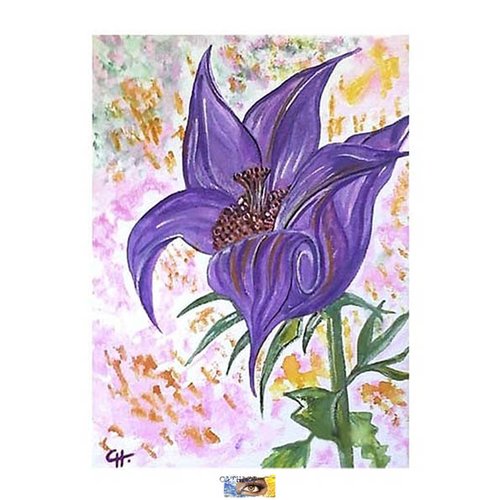 Toile aquarelle et acrylique "fleur de lys", toile peinture fleur