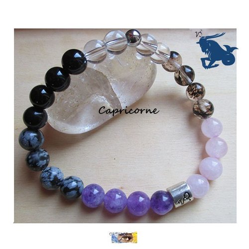 Bracelet astrologique capricorne perles naturelles, bracelet astro, capricorne, bijoux lithothérapie
