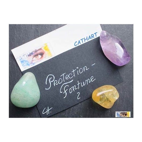 Pack - "protection-fortune"aventurine, améthyste, citrine, pierres roulées polies, pierres soin, méditation